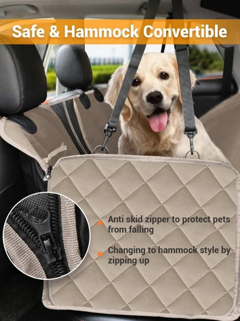 Waterproof Heavy Duty Dog Car Seat Cover, Anti-Scratch Nonslip Hammock for SUV